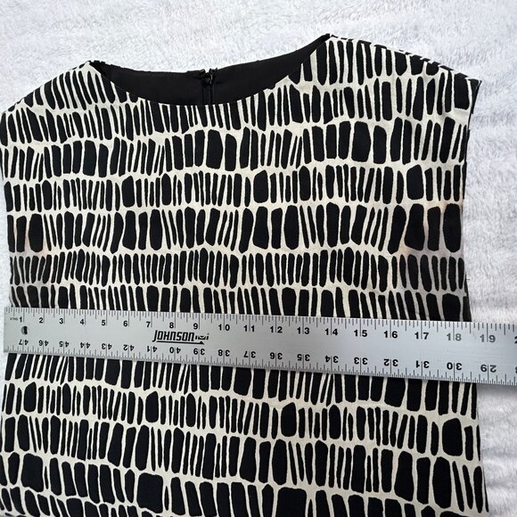 Ann Mashburn Womens Sleeveless Shift Dress Small Printed Black White Back Zip - Picture 7 of 11